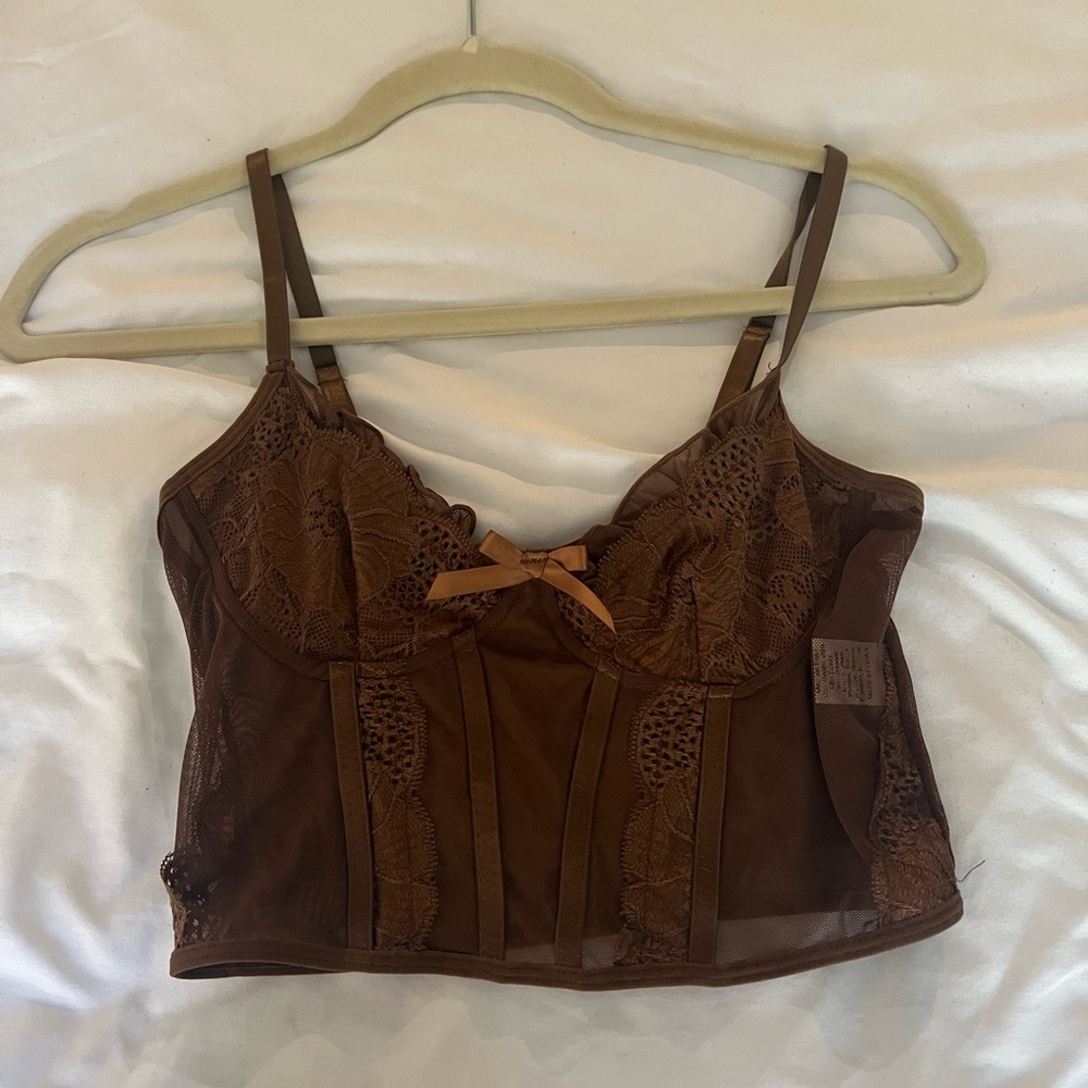 Brown Corset Crop Top